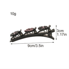 Crystal Stone Braided Hair Clips Satin Hair Bands Clover Rhinestone Hair Clip