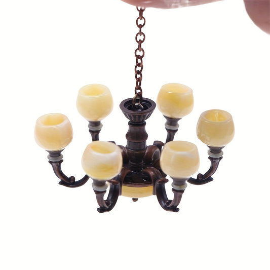 Vintage Metal Chandelier Decor for Dollhouses Landscape Accessories DIY Home Sce
