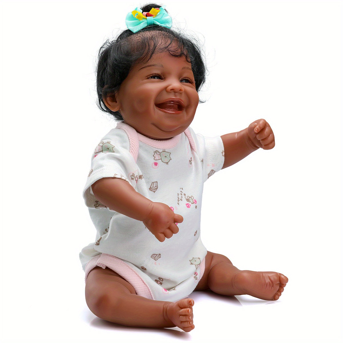 Adorable African American Baby Doll Soft Silicone Vinyl Waterproof Bath Toy