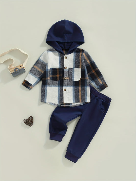 2Pcs Baby Boy's Hoodie Shirt & Pants Set Sweatsuit Outfit
