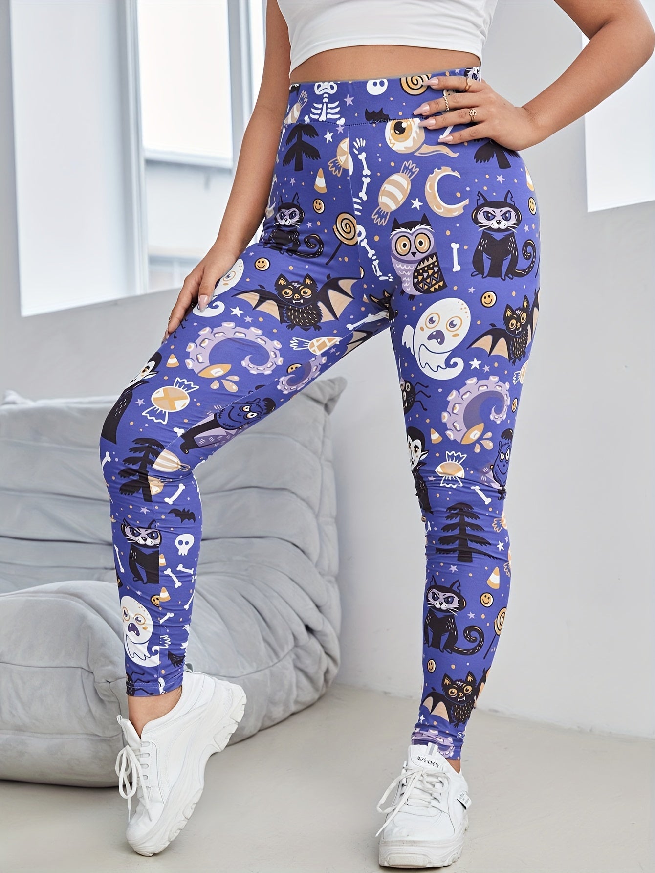  Monster Print High Rise Yoga Leggings