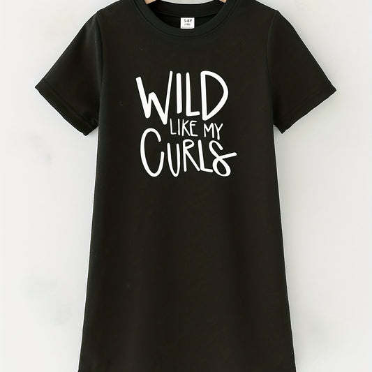 Toddler Girls Wild Like My Curls T Shirt Dress