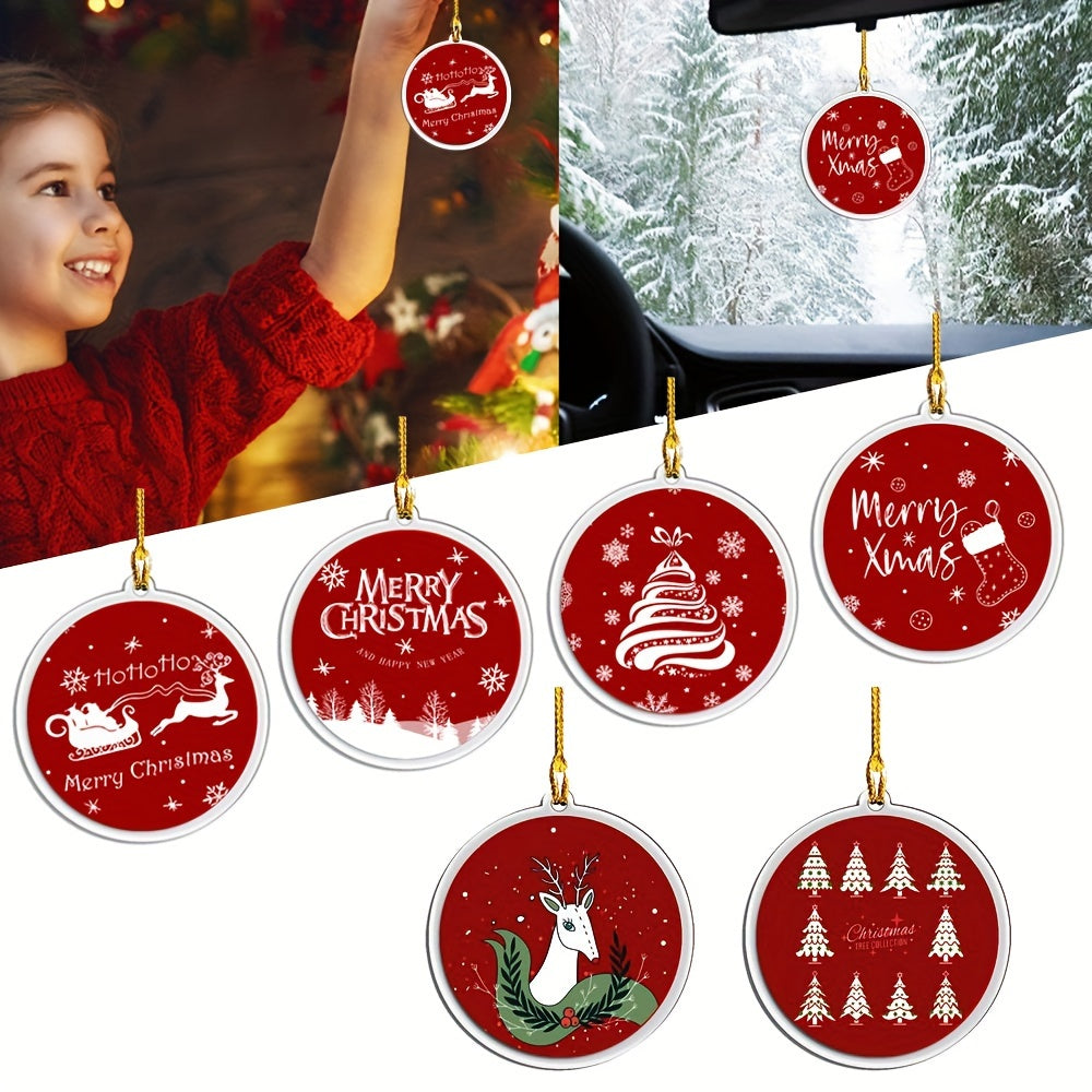6pcs Christmas Acrylic Decorations Car Pendants Tree Pendants