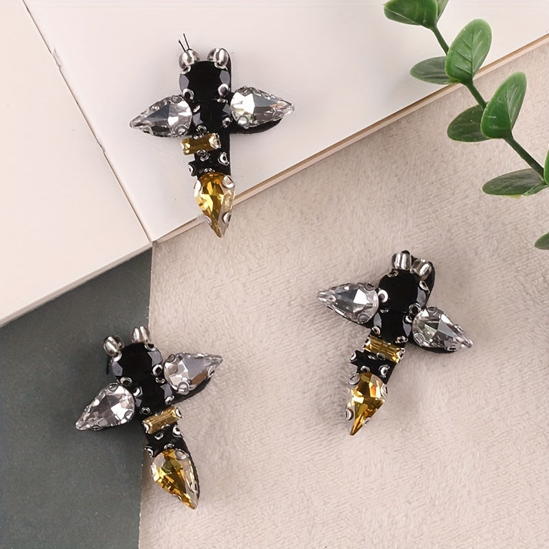 3pcs Beaded Bee Embroidery Patches Girls DIY Cloth Sticker