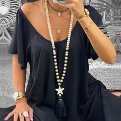 Turquoise Tassel Pendant Long Necklace Fall