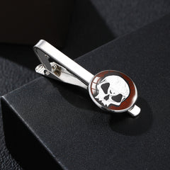 Vintage Skull Pattern Time Stone Men's Tie Clip