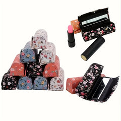Chinese Vintage Jewelry Box Mirror Floral Pattern Lipstick Case Travel