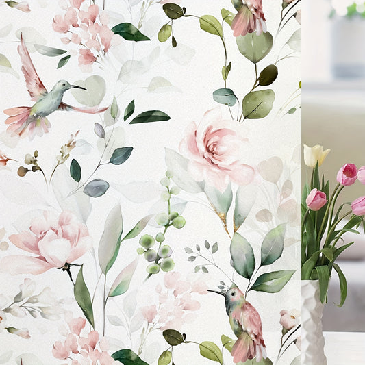 Colorful Bird Flower Plant Privacy Window Film Frosted Heat Insulating