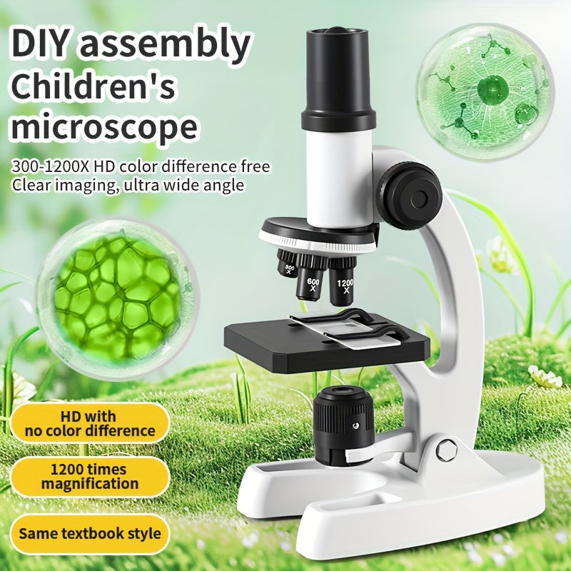 Student Microscope Kit 300X 1200X Zoom Science Microscope Durable PC Material