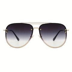 OUWEN Large Frame Sunshade Sunglasses Golden Gradient UV400 Protection