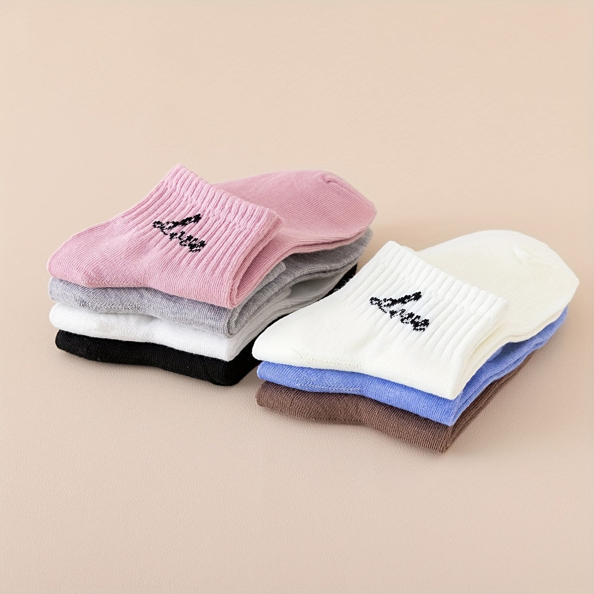 7 Pairs Letter Print Short Socks Women's Stockings