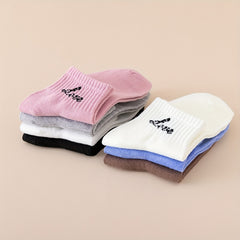 7 Pairs Letter Print Short Socks Women's Stockings