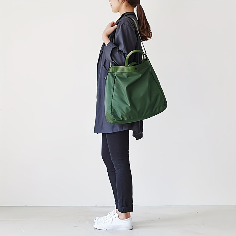Foldable Nylon Tote Bag Large Capacity Lightweight Travel Crossbody Bag