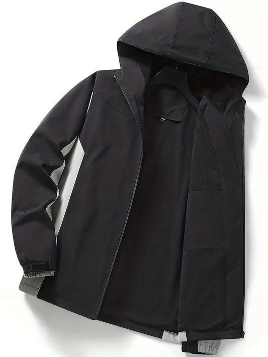 Boys Windbreaker Fleece Lined Hooded Jacket Zip Up Waterproof Coat