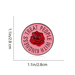 Round Pink Rose Flower Pin