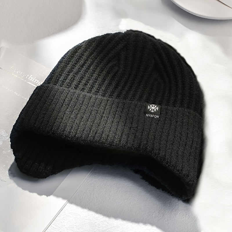 Men's Winter Knitted Hat Plus Velvet Thickened Ear Protection Beanie