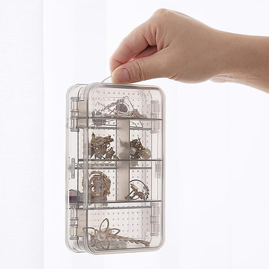 2pcs Clear Double Layer Plastic Jewelry Box Organizer Storage Container