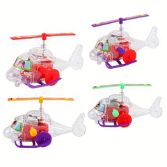 Wind Up Chain Transparent Airplane Helicopter Toy Party Small Gift