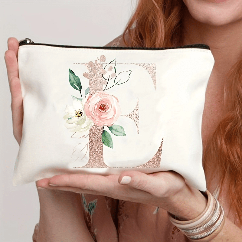 Letter Print Cosmetic Bag for Women - Makeup Case and Toiletries Organizer