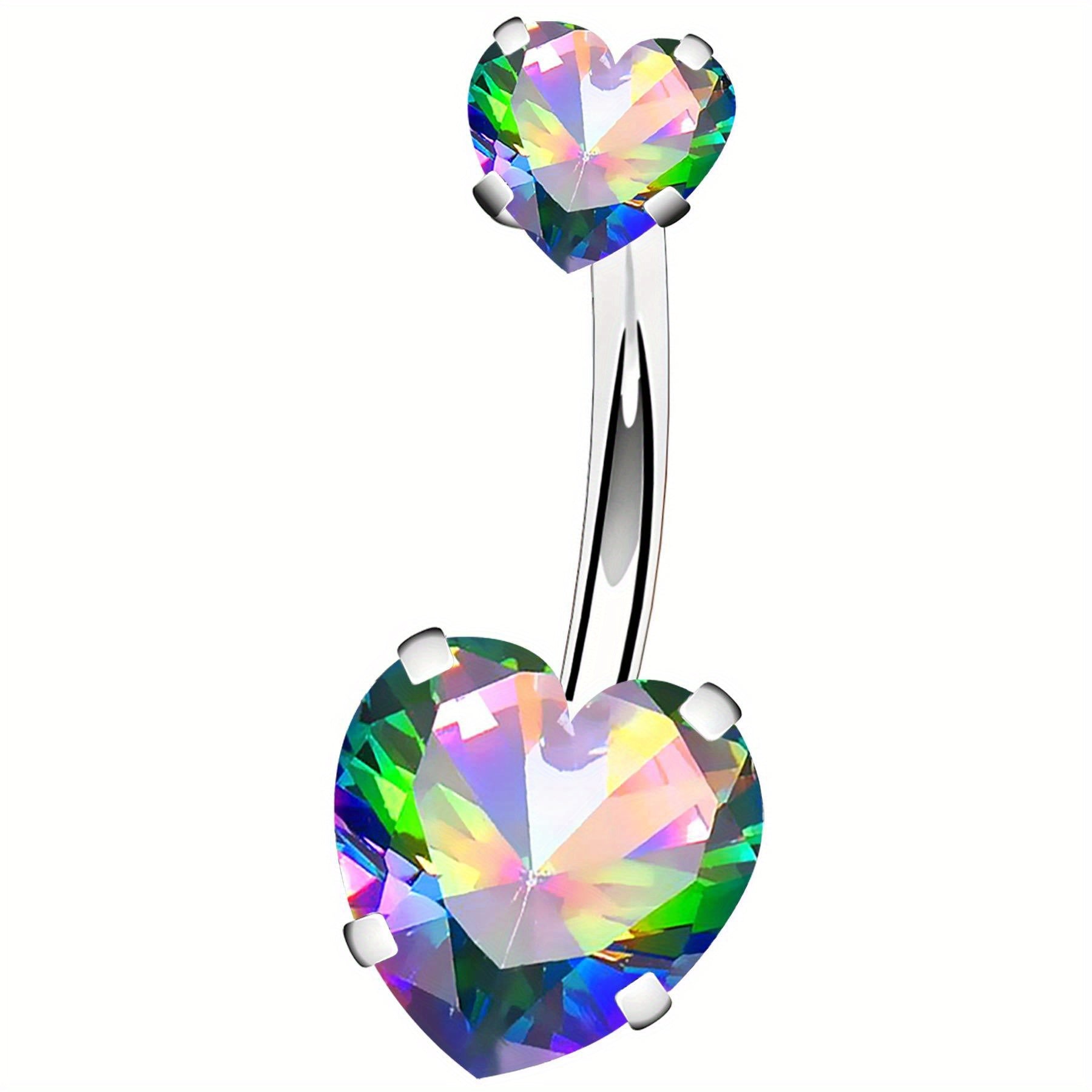 Colorful Zircon Belly Button Ring Stainless Steel Piercing Jewelry