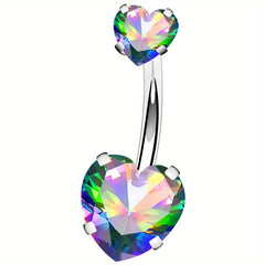 Colorful Zircon Belly Button Ring Stainless Steel Piercing Jewelry