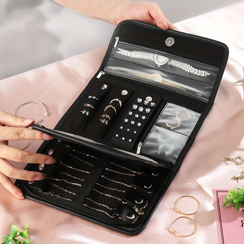 Foldable Jewelry Storage Bag Travel Roomy Earrings Ring Organizer