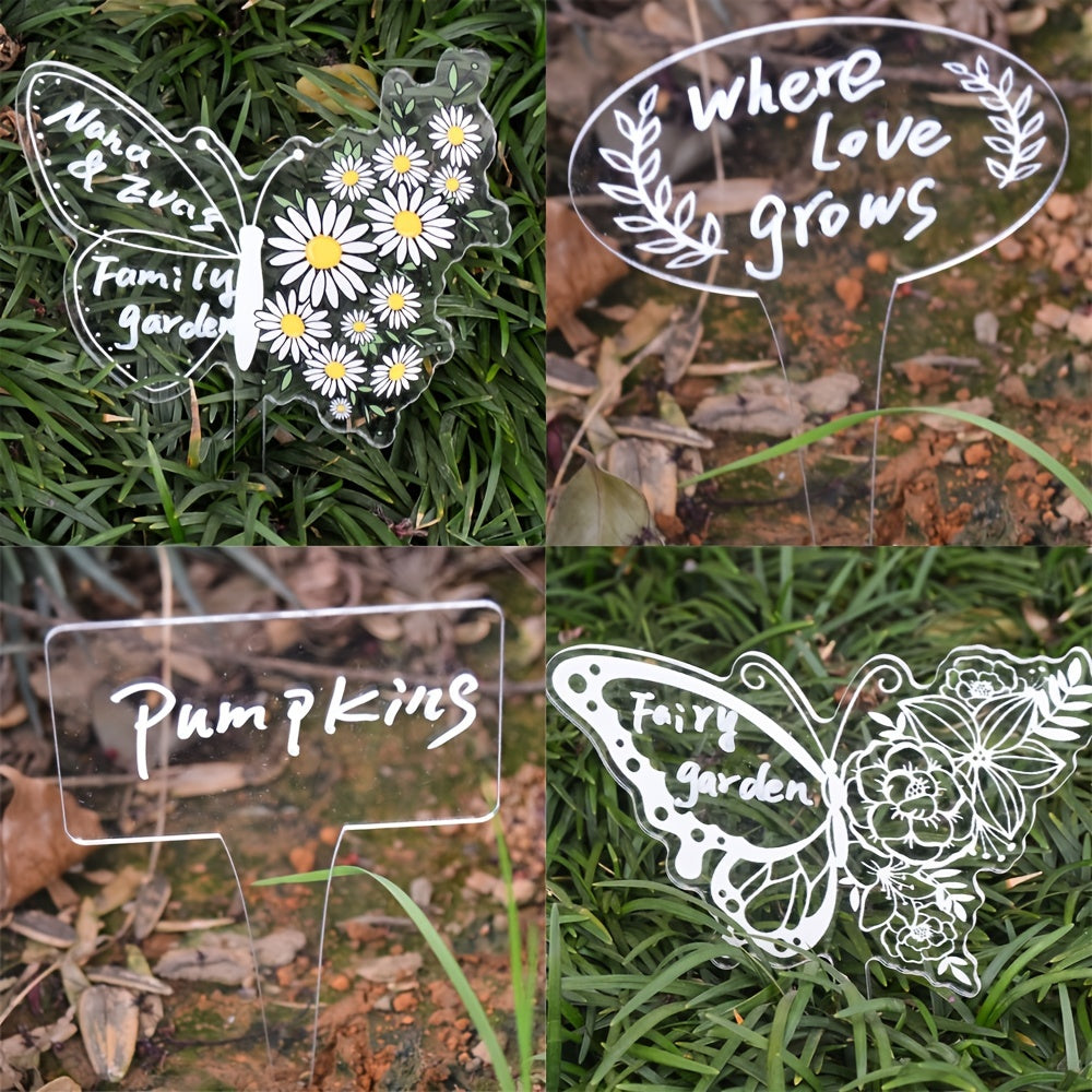 Acrylic Plant Markers Transparent Plant Cards Multifunctional Plant Labels