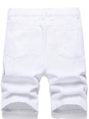 Men's Ripped Denim Shorts with Pockets