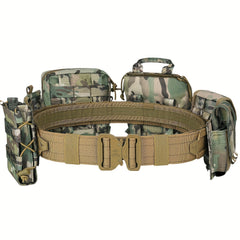 8pcs Molle Battle Belt Utility Belt w/ Pouches, Quick Release Trigger