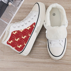 Christmas Reindeer Plush Lined Thermal Canvas Sneakers