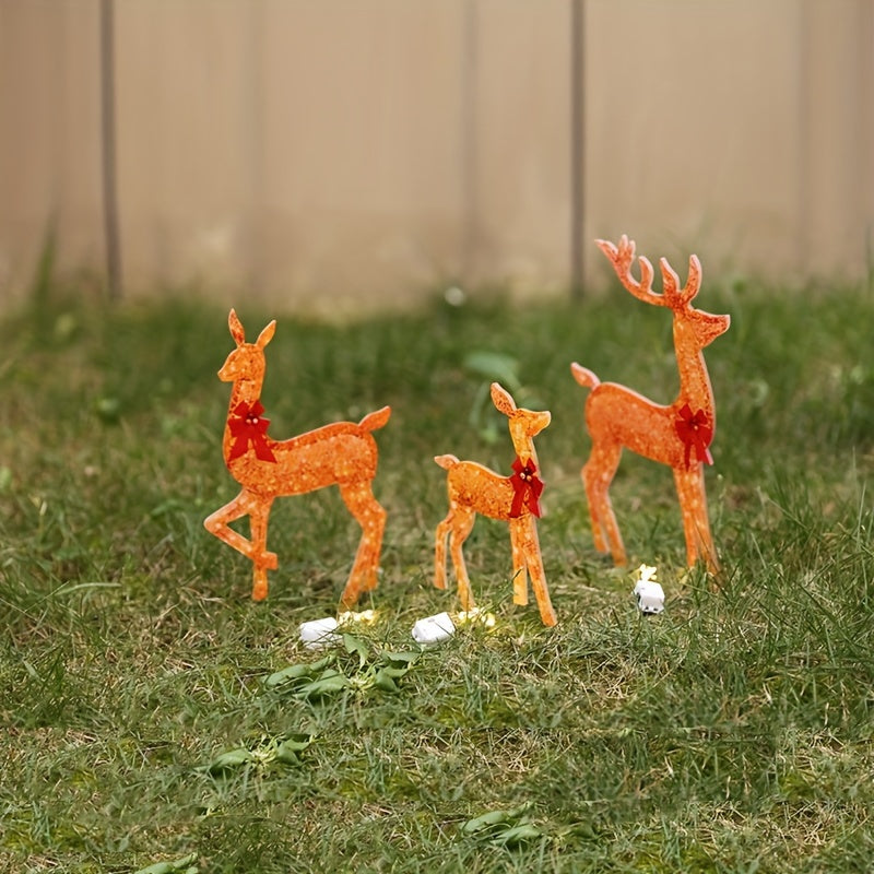 3pcs Lighted Deer Decorations Outdoor Reindeer Ornaments Christmas Glowing Deer