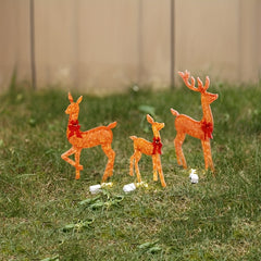 3pcs Lighted Deer Decorations Outdoor Reindeer Ornaments Christmas Glowing Deer