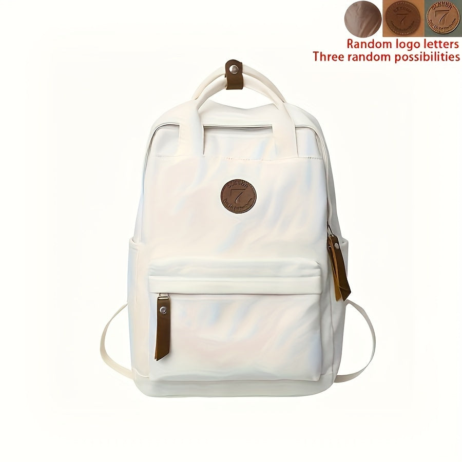 Fashion Canvas School Backpack Adjustable Strap Foldable Zipper Closure