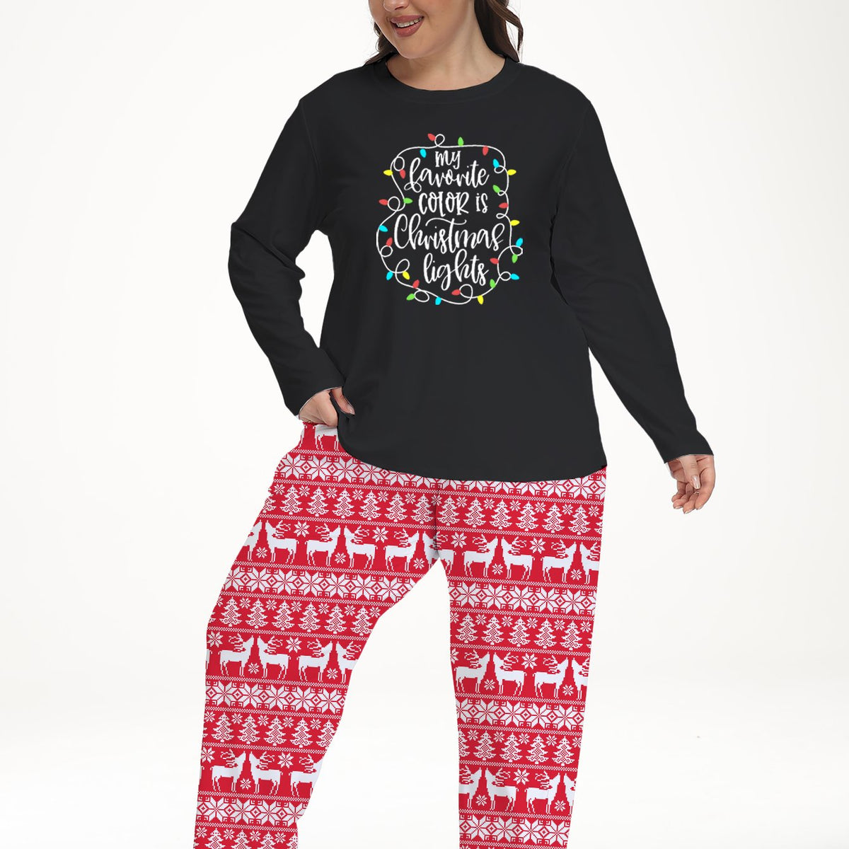  Colorblock Graphic Tee & Pants Pajama Set
