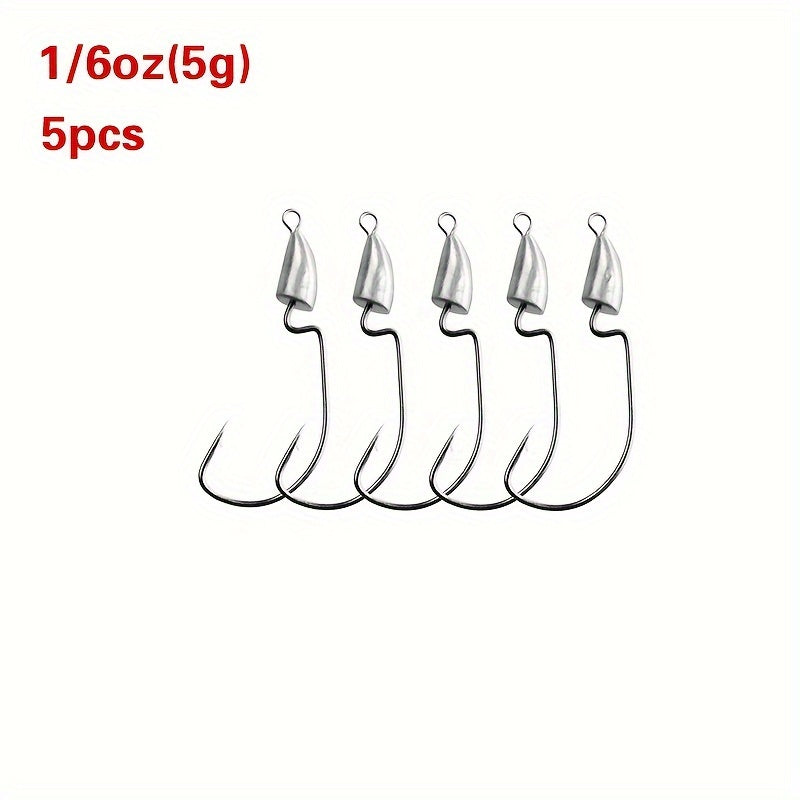5pcs Bullet Lead Head Hooks Soft Worm Hooks