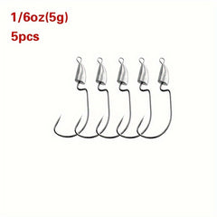 5pcs Bullet Lead Head Hooks Soft Worm Hooks