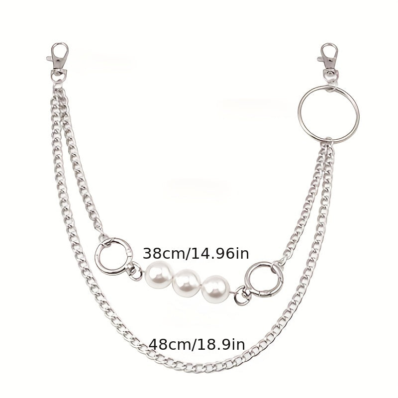 Pearl Thorns Double Layer Waist Tassel Chain Punk Accessories