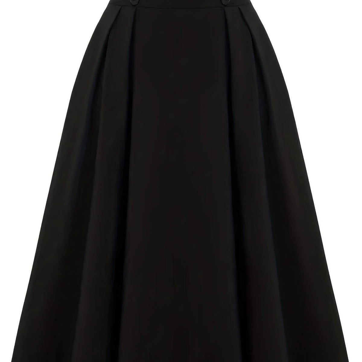 Button Front High Waist Solid Pleated Skirt