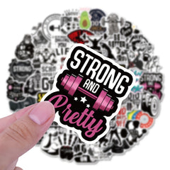 55pcs Waterproof Vinyl Workout Stickers for Sports Enthusiasts