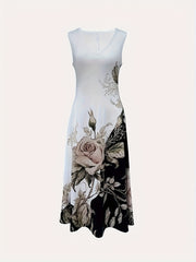  Solid Crop Cardigan & Floral Print V Neck Tank Dress Set