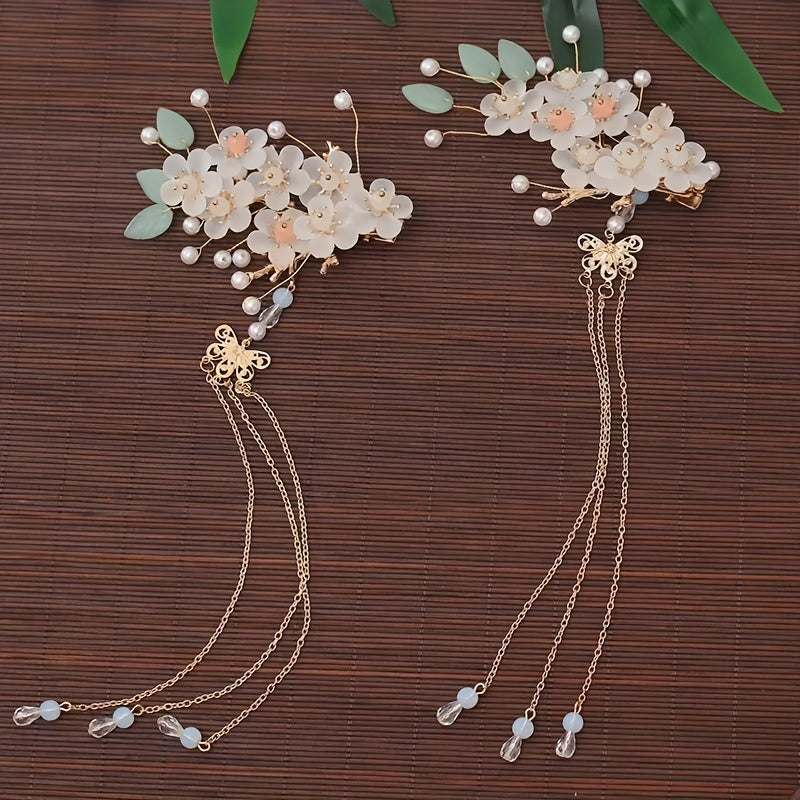 Chinese Flower Hair Clip Non-slip Duck Billed Hair Accessory