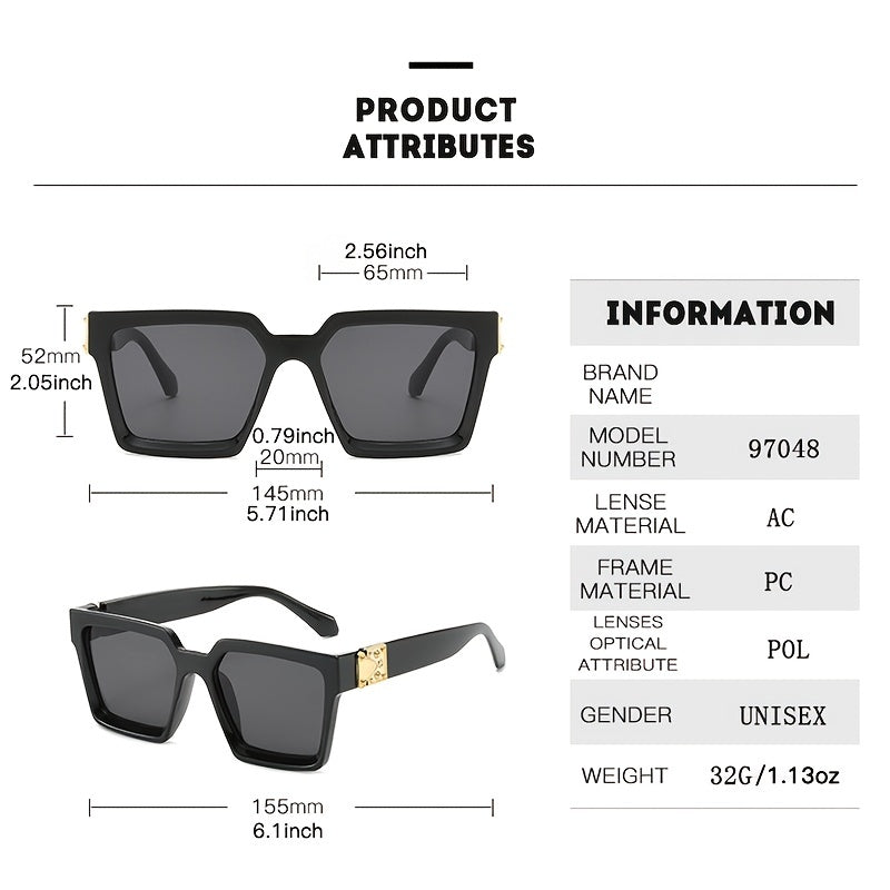 Large Frame Square Sunglasses Leopard Solid Shades Glasses Gradient Eyewear