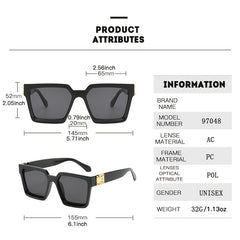 Large Frame Square Sunglasses Leopard Solid Shades Glasses Gradient Eyewear
