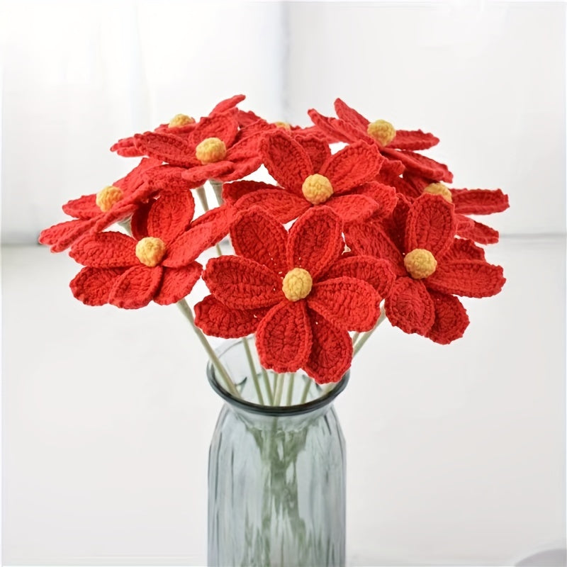 Crochet Knitted Flower Forever Mothers Valentines Teachers Decor