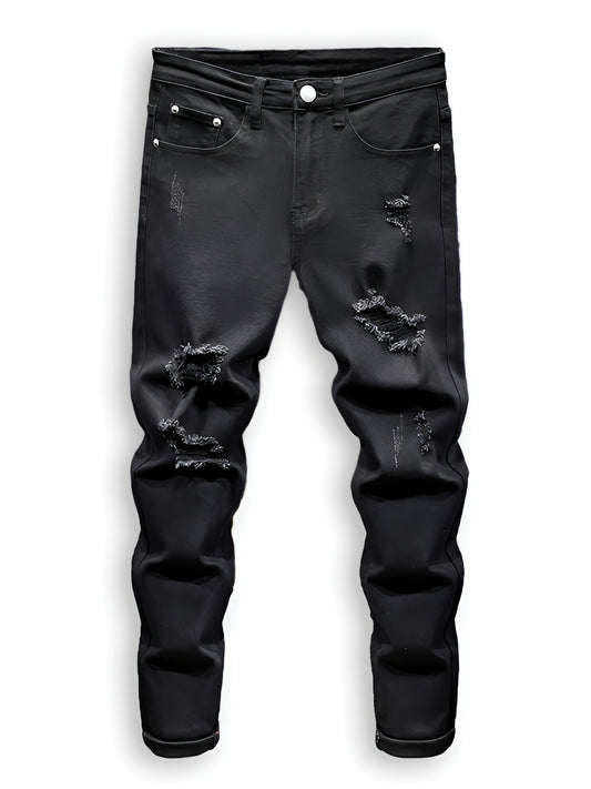 Ripped Jeans Men Casual Street Style Distressed Stretch Denim Pants