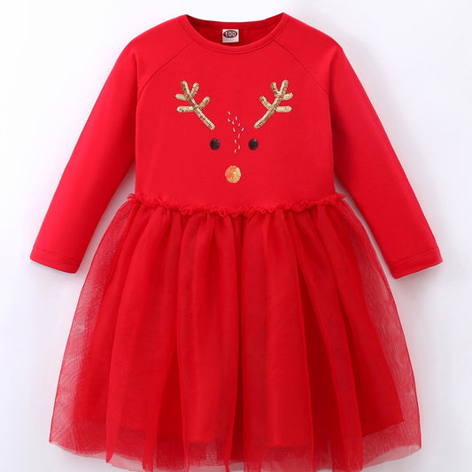 Girls Christmas Party Mesh Dress