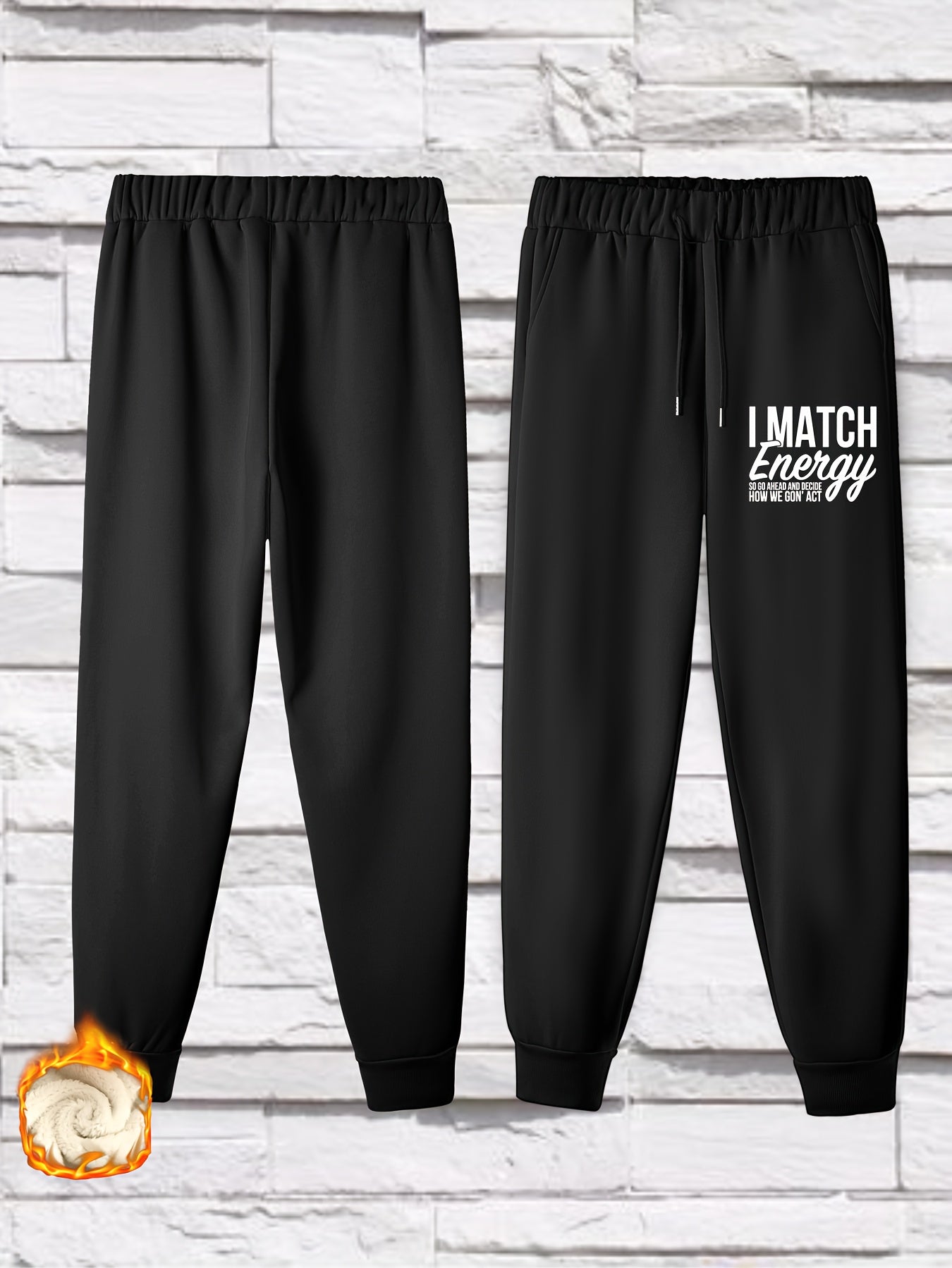  Slogan Print Fleece Joggers
