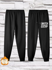  Slogan Print Fleece Joggers