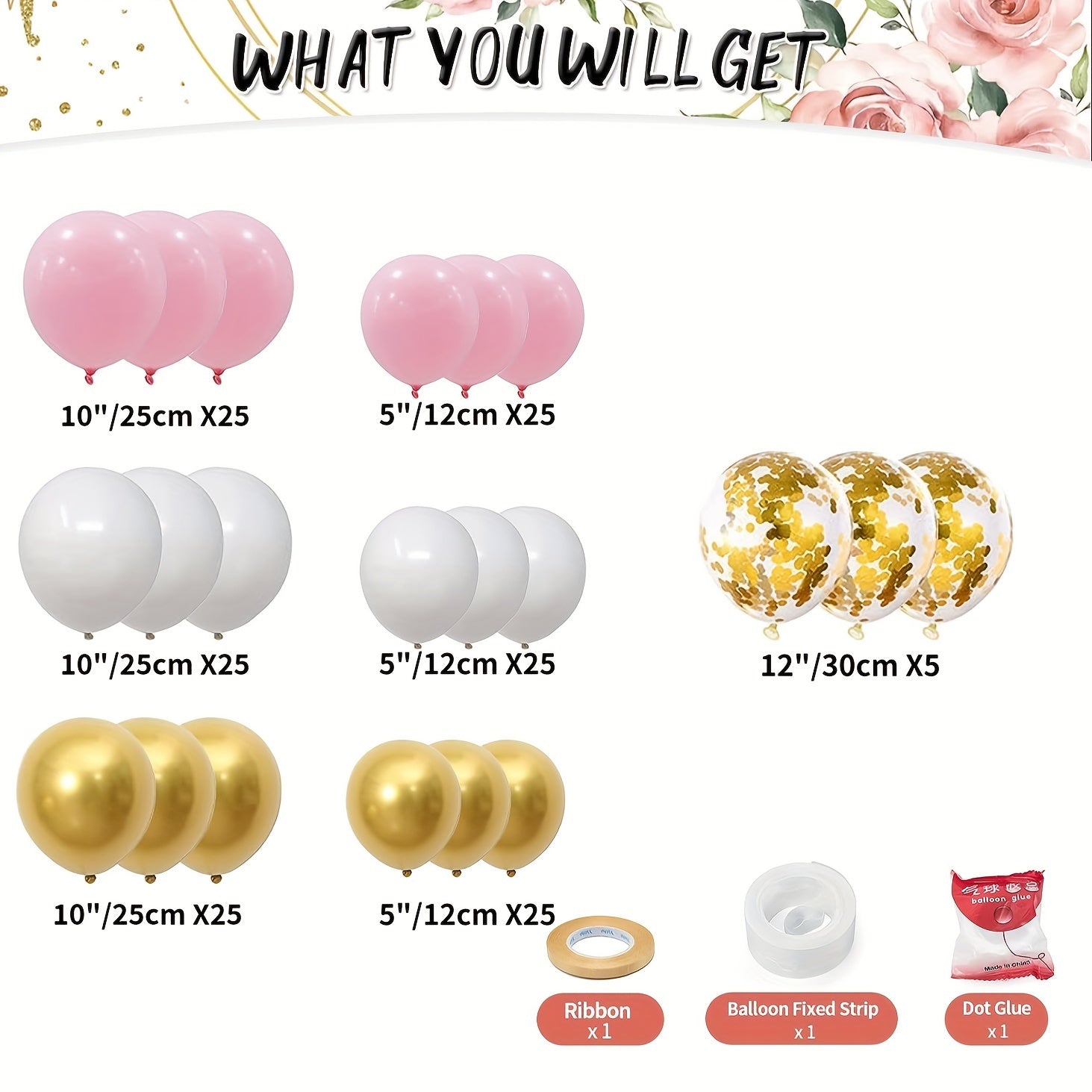 158pcs Pink Flower Birthday Party Supplies with Arch Garland Kit