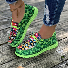 Women's Floral Print Low Top Sneakers Lightweight Sport Walking Shoes